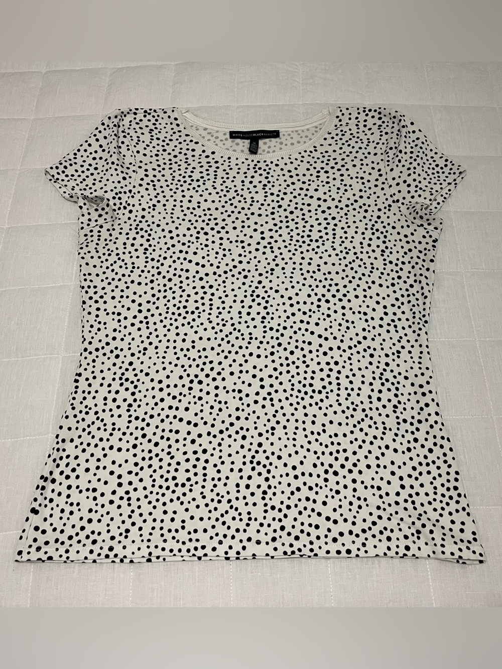 White House Black Market Short Sleeve Polka Dot Top